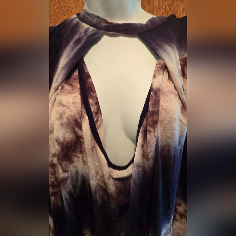 Body Central Navy&Cream Tie-Dye Tunic SzL - Picture 3 of 6